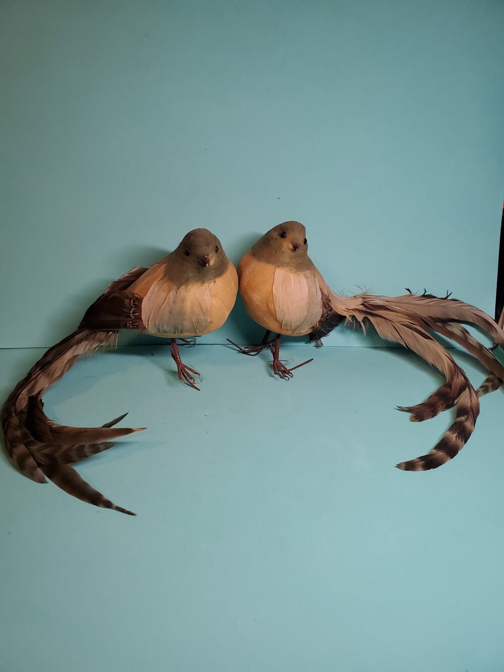 Bird Figurine - 2 Feathered Birds - 5.5"